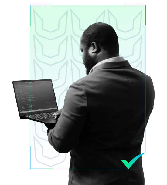 IT consultant reviewing a client's systems on a laptop